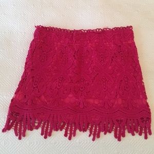 Hot pink crochet mini skirt